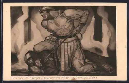 Künstler-AK Das Tronjers Kraft versiegte - es zwang ihn Dietrichs Arm, Nibelungen