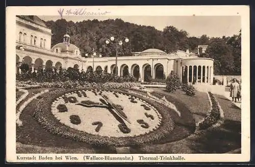 AK Baden bei Wien, Wallace-Blumenuhr an der Thermal-Trinkhalle