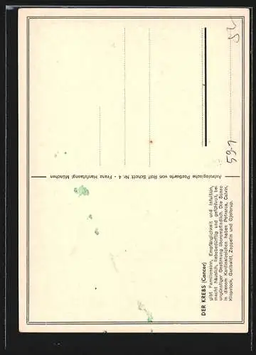 AK Sternzeichen Krebs, 21. Juni-22. Juli, Wasserzeichen