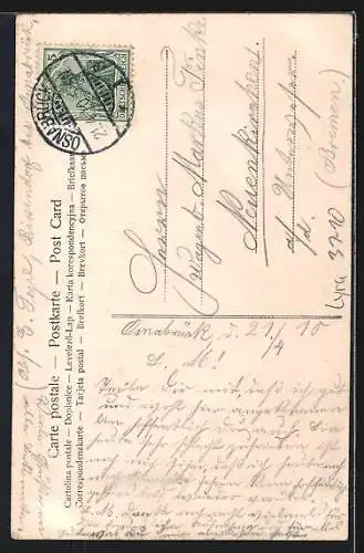 AK Junge Frau mit Lyra in Berglandschaft