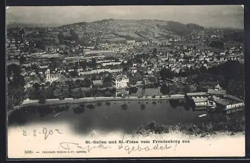 AK St. Gallen, mit St. Fiden, Gesamtansicht vom Freudenberg aus