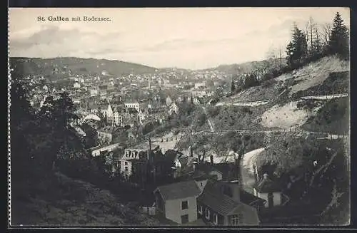 AK St. Gallen, Gesamtansicht mit Bodensee