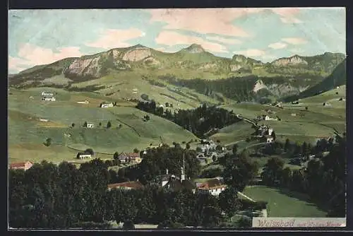 AK Weissbad, Ortspartie mit Hoher Kasten