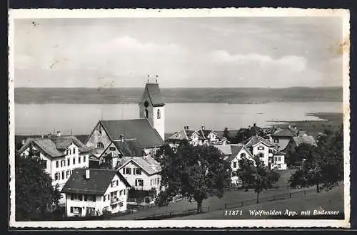 AK Wolfhalden, Teilansicht mit Bodensee