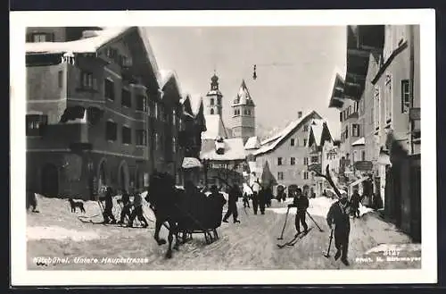 AK Kitzbühel, Untere Hauptstrasse im Winter