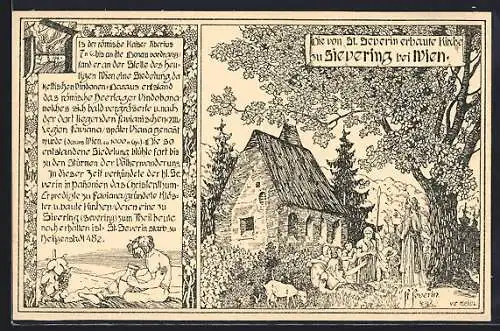 Künstler-AK Wien-Sievering, die Kirche