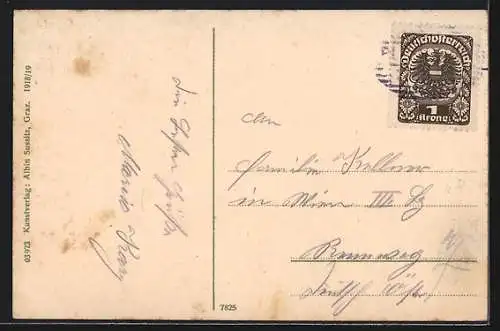 AK Gleisdorf, Totalansicht mit Strasse und Wiesen