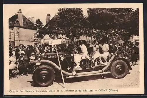 AK Cosne /Nièvre, Congrès des Sapeurs 1937, Place de la Pêcherie