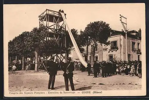 AK Socne /Nièvre, Congrès des Sapeurs Pompiers, Exercices de Sauvetage