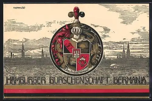 AK Hamburg, Studentenwappen der Hamburger Burschenschaft Germania