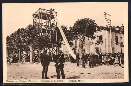 AK Cosne /Nièvre, Congrès des Sapeurs Pompiers, Exercices de Sauvetage