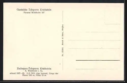 AK Waldheim i. Sa., Zschopau-Talsperre Kreibstein