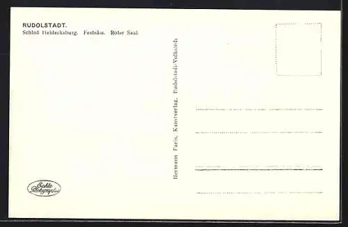 AK Rudolstadt, Schloss Heidecksburg, Festsäle, Roter Saal, Innenansicht