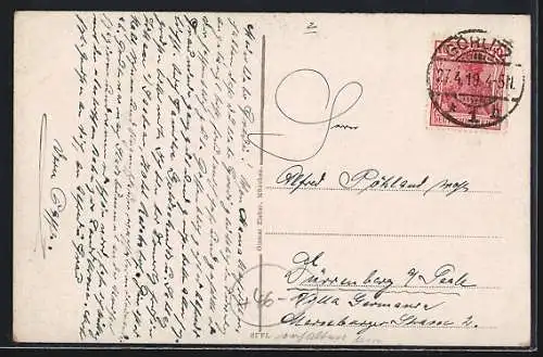 AK Görlitz, Strassenpartie mit Strassenbahn und Blick auf die Landeskrone