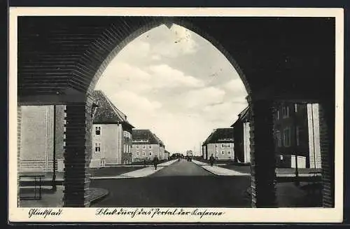 AK Glückstadt, Blick durch das Portal der Kaserne