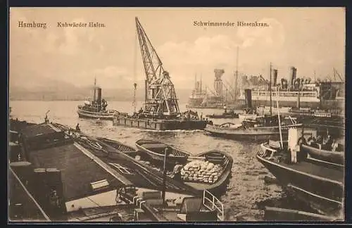 AK Hamburg, Hafen, Umsetzen eines Schwimmkrans