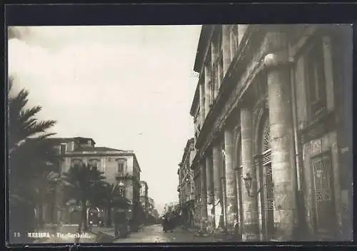 AK Messina, Via Garibaldi, Strassenpartie nach Erdbeben