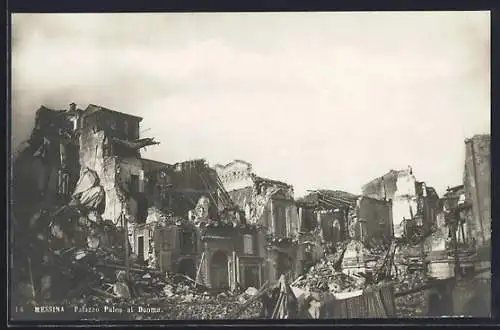 AK Messina, Palazzo Puleo al Duomo, Trümmer nach Erdbeben