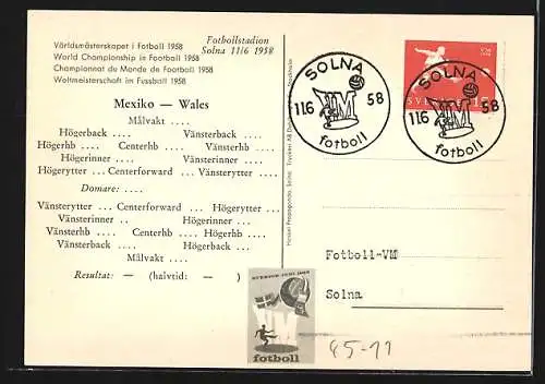 AK Stockholm, Fussball-WM 1958, Manschaftsaufstellungen des Spiels Schweden-Ungarn