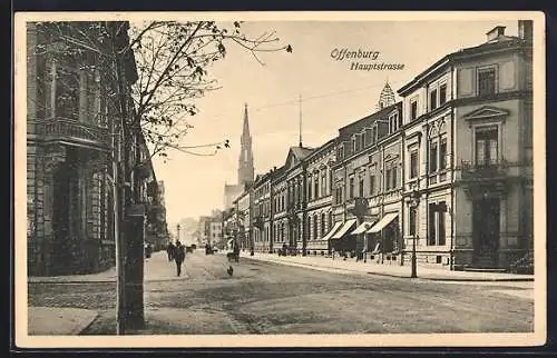 AK Offenburg, Blick in die Hauptstrasse