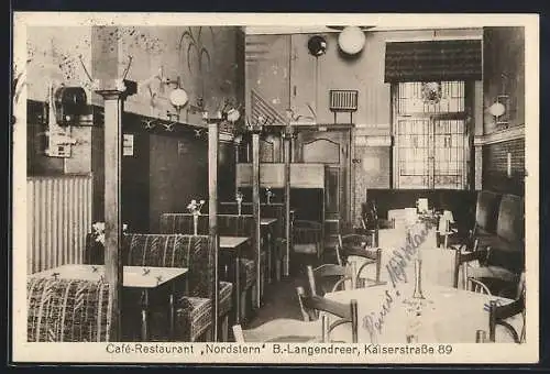 AK Bochum-Langendreer, Café-Restaurant Nordstern v. A. Leusser, Innenansicht, Kaiserstrasse 89