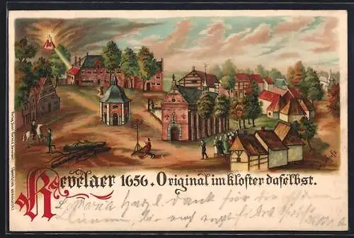 Lithographie Kevelaer, Innenhof des Klosters um 1656