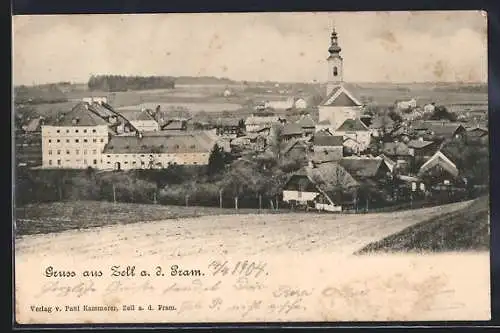 AK Zell a. d. Pram, Ortspartie mit Kirche