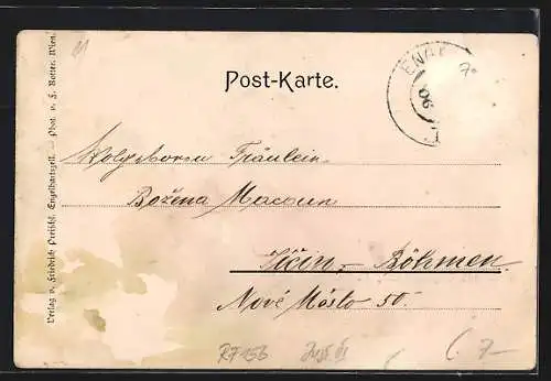 AK Engelhartszell, Strassenpartie mit Kirche
