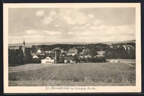 AK St. Marienkirchen bei Schärding, Ortspartie mit Kirche