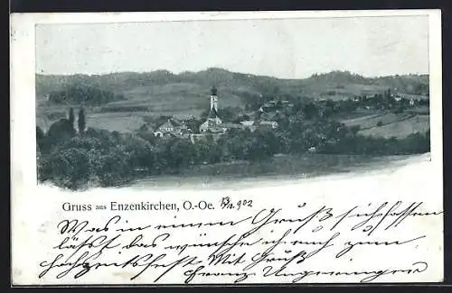 AK Enzenkirchen, Ortsansicht mit Landschaft