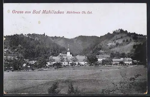 AK Bad Mühllacken /Mühlkreis, Ortspartie mit Kirche