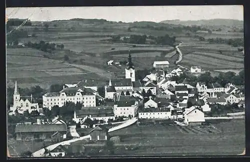 AK Gallneukirchen, Ortsansicht mit Kirche aus der Vogelschau