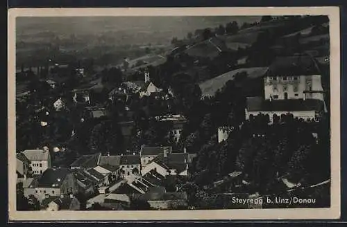 AK Steyregg b. Linz, Ortspartie aus der Vogelschau