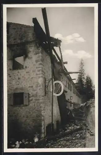 AK Berghütte am Schwarzenkopf, abgebrannt am 20. 3. 1927