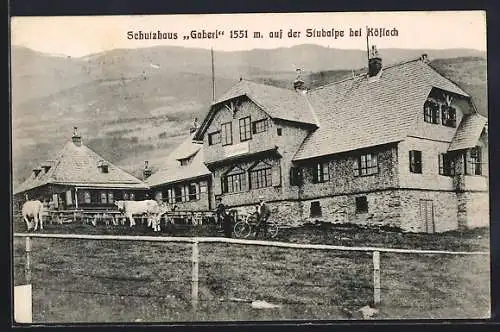 AK Köflach, Schutzhaus, Gaberl, am Zaun vor der Baude