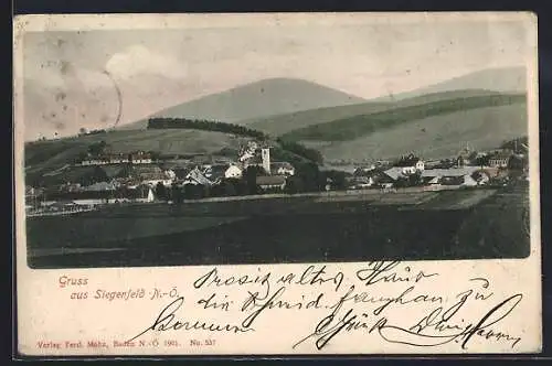 AK Heiligenkreuz /N.-Ö., Siegenfeld, Ortsansicht aus der Ferne