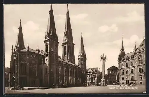 AK Oldenburg / O., Markt mit Lambertikirche