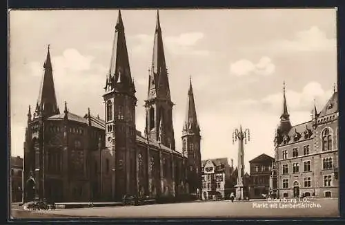 AK Oldenburg / O., Markt mit Lambertikirche