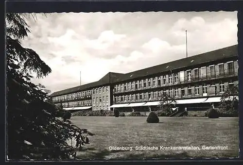 AK Oldenburg / O., Städtische Krankenanstalten, Gartenfront