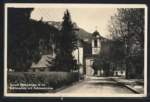 AK Reichenau, Schlossplatz mit Schlosskirche