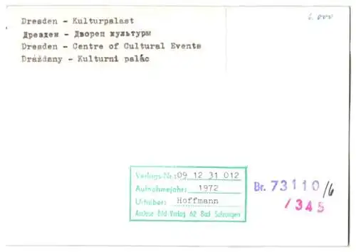 Fotografie Hoffmann, Bad Salzungen, Ansicht Dresden, Kulturpalast