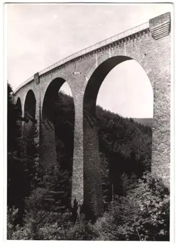 Fotografie Hans Armster, Mainz, Ansicht Boppard, Eisenbahnviadukt auf der Strecke Boppard-Simmern