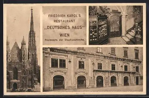 AK Wien, Gasthof Deutsches Haus, Rückwärts der Stephanskirche