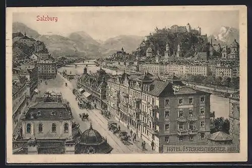 AK Salzburg, Strassenpartie mit Hotel Österreichischer Hof