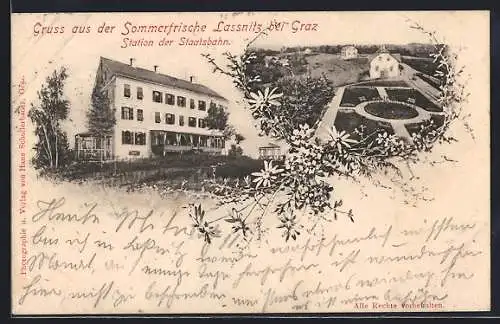 AK Lassnitzhöhe bei Graz, Gebäudeansicht, Ortspartie