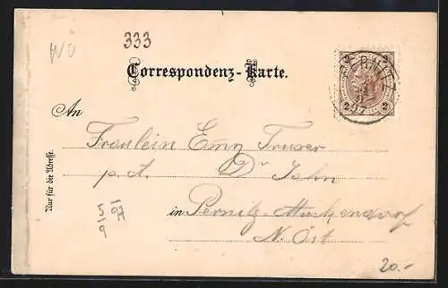 Lithographie Weissenbach a. Triesting, Gasthaus beim Eingang zur Steinwandklamm, Türkenloch