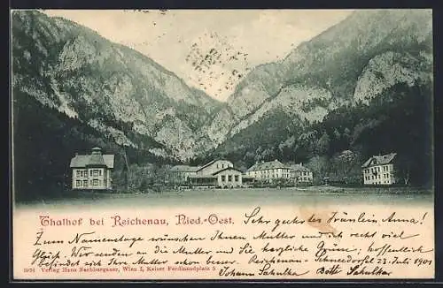 AK Reichenau /N.-Oe., Thalhof mit Bergpanorama