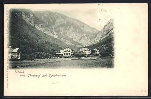 AK Reichenau /N.-Oe., Thalhof mit Bergpanorama