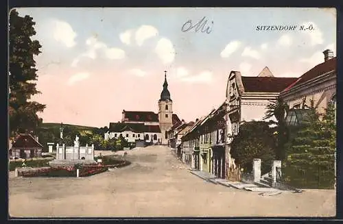 AK Sitzendorf, Strassenpartie mit Blick zur Kirche