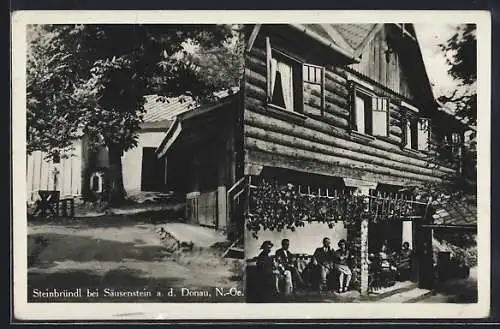 AK Krummnussbaum, Steinbründl, Gasthaus mit Gästen